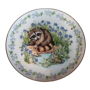 Racoon Plate "Woodlands Babies" Signed